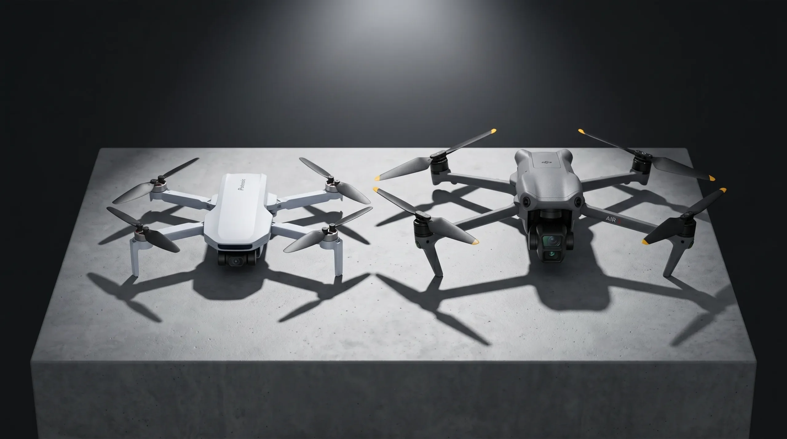 Comparação física entre categorias de drones comerciais da DJI para análise de custo.